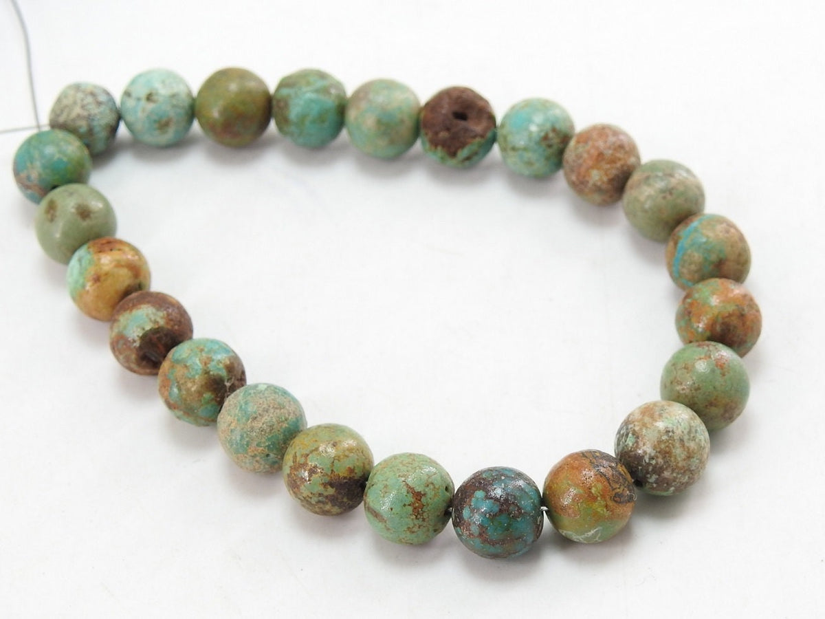 Natural Arizona Turquoise Matte Beads Smooth Polished Round Sphere 8 Inch Strand for Jewelry Making Genuine Blue Gemstone Supplies