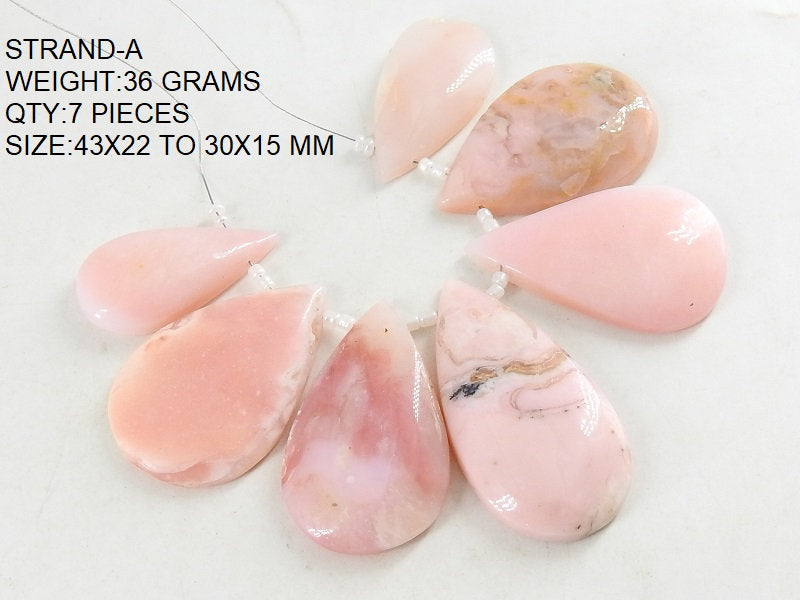 Pink Peruvian Opal Smooth Cabochon Briolette-Handmade Loose Gemstone-For Making Jewelry-Wholesaler Supplies-Natural Stone BR7