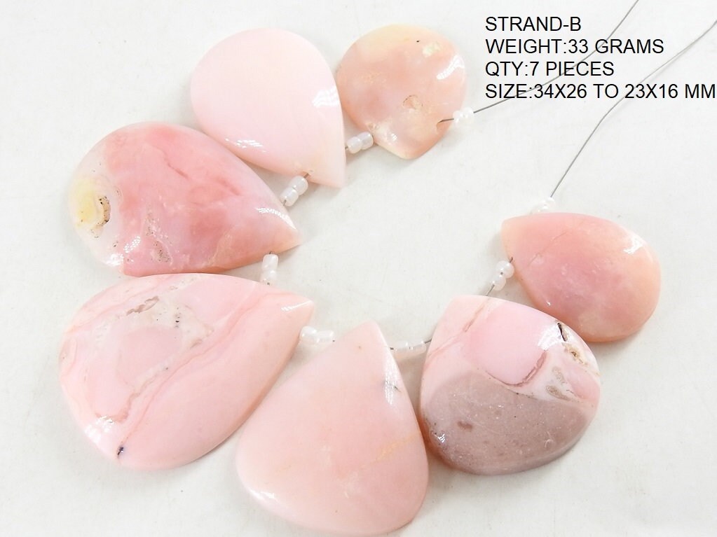 Pink Peruvian Opal Smooth Cabochon Briolette-Handmade Loose Gemstone-For Making Jewelry-Wholesaler Supplies-Natural Stone BR7