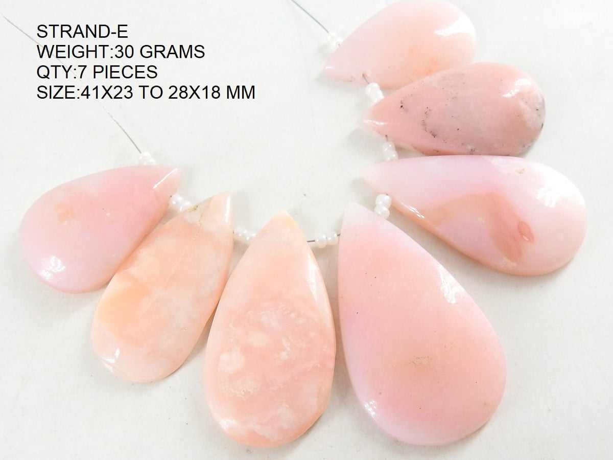 Pink Peruvian Opal Smooth Cabochon Briolette-Handmade Loose Gemstone-For Making Jewelry-Wholesaler Supplies-Natural Stone BR7