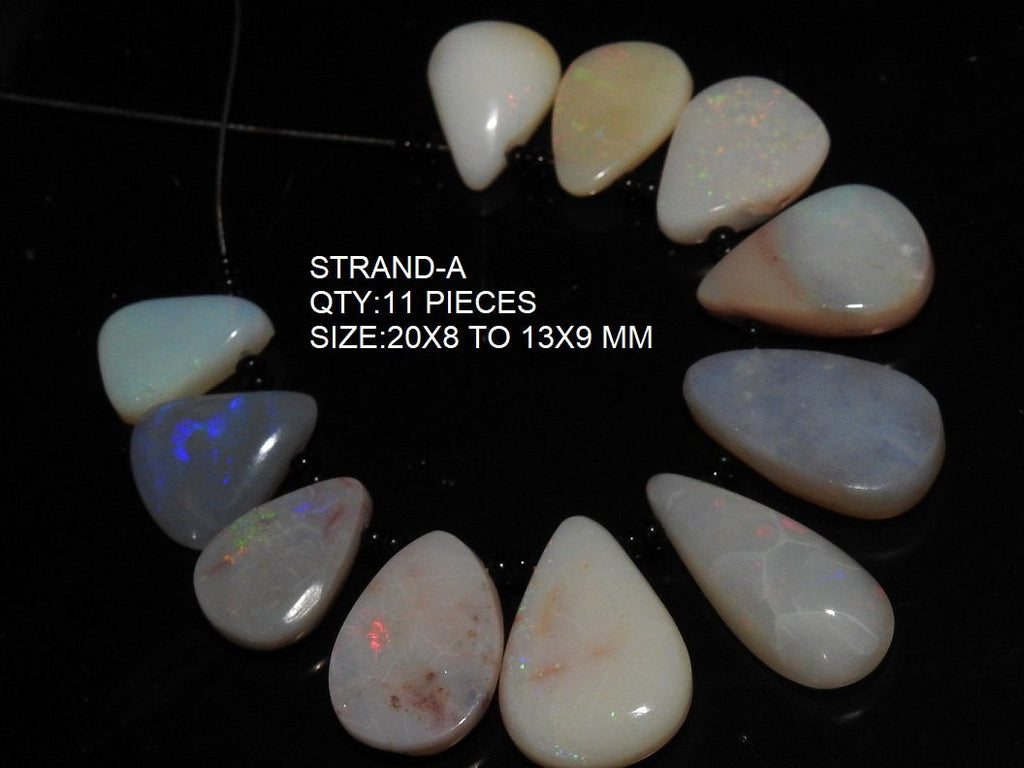 Natural Australian Opal Cabochon, Smooth Polished Pear Shape, Multi Fire Loose Gemstone for Jewelry Making, Handmade Briolette Supplies MS