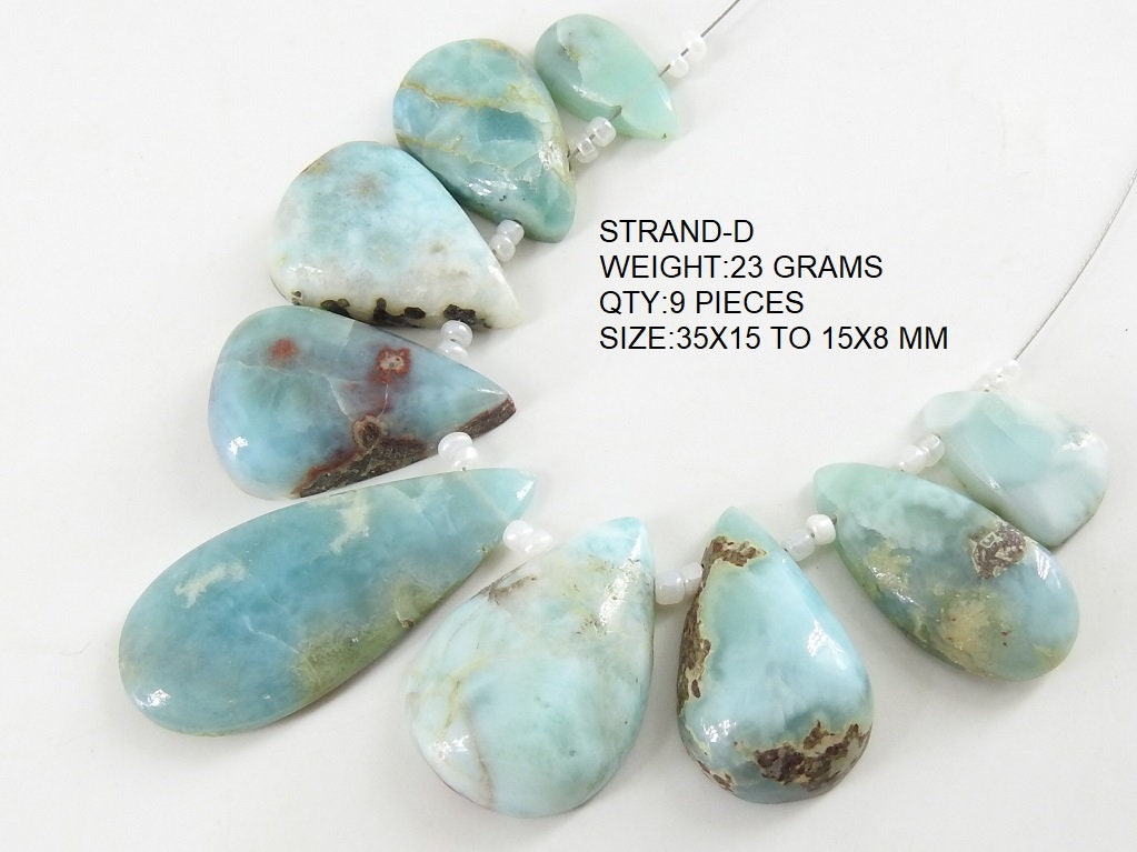 Larimar Smooth Pear Shape Cabochon Briolette Handmade Loose Gemstone Bead For Making Jewelry Wholesaler Supplies Natural Stone BR2