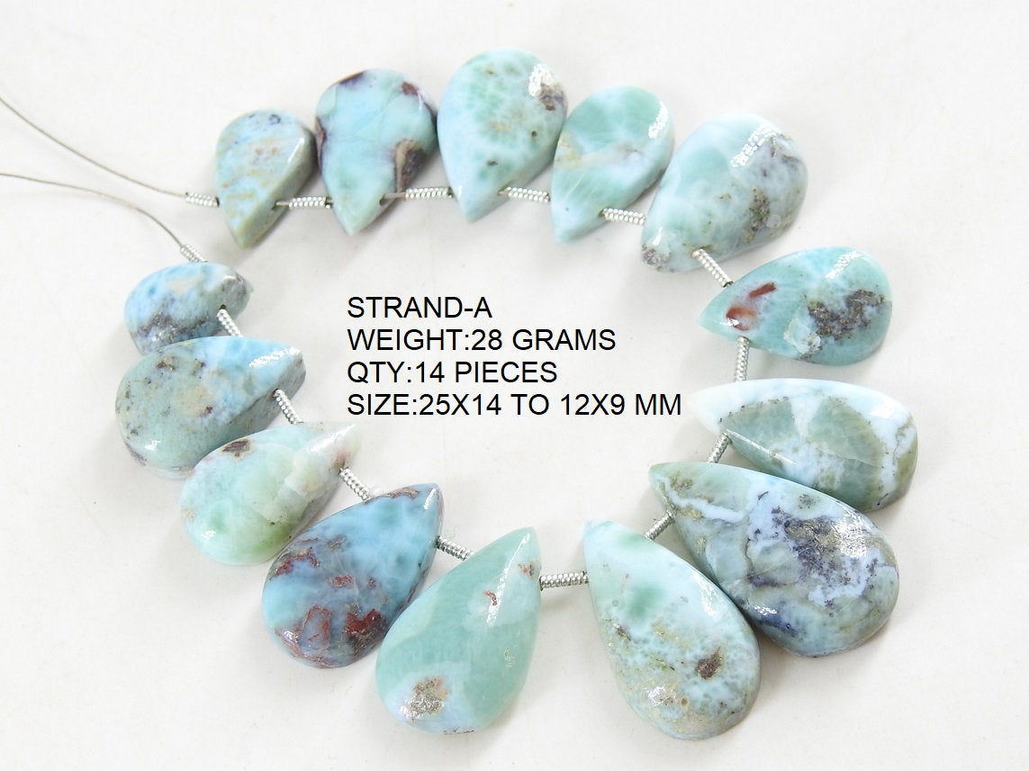 Larimar Smooth Pear Shape Cabochon Briolette Handmade Loose Gemstone Bead For Making Jewelry Wholesaler Supplies Natural Stone BR2