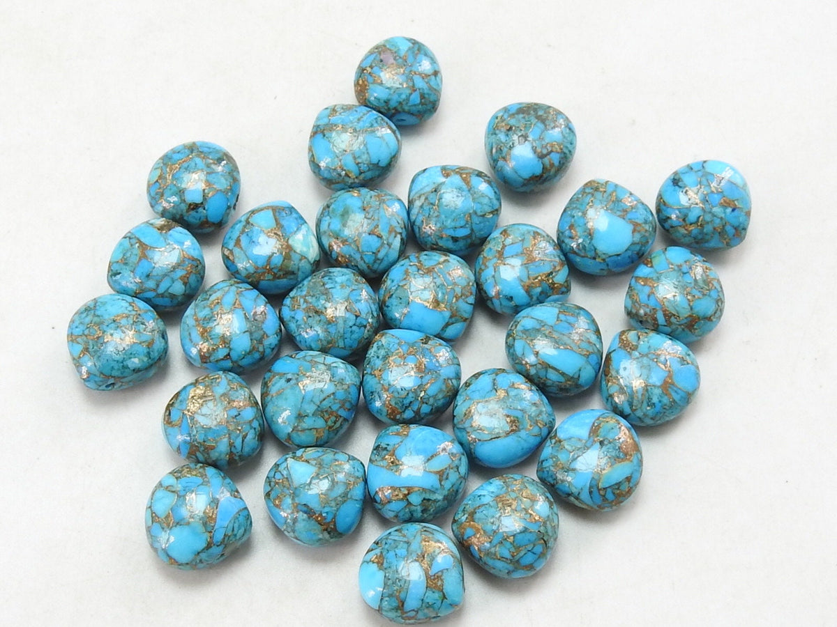 Blue Copper Turquoise Earring Pair Smooth Heart Teardrop Shape Loose Gemstone Beads Wholesaler Supplies For Handmade Jewelry PME-CY3