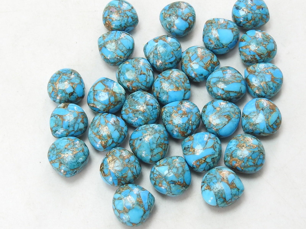 Blue Copper Turquoise Earring Pair Smooth Heart Teardrop Shape Loose Gemstone Beads Wholesaler Supplies For Handmade Jewelry PME-CY3