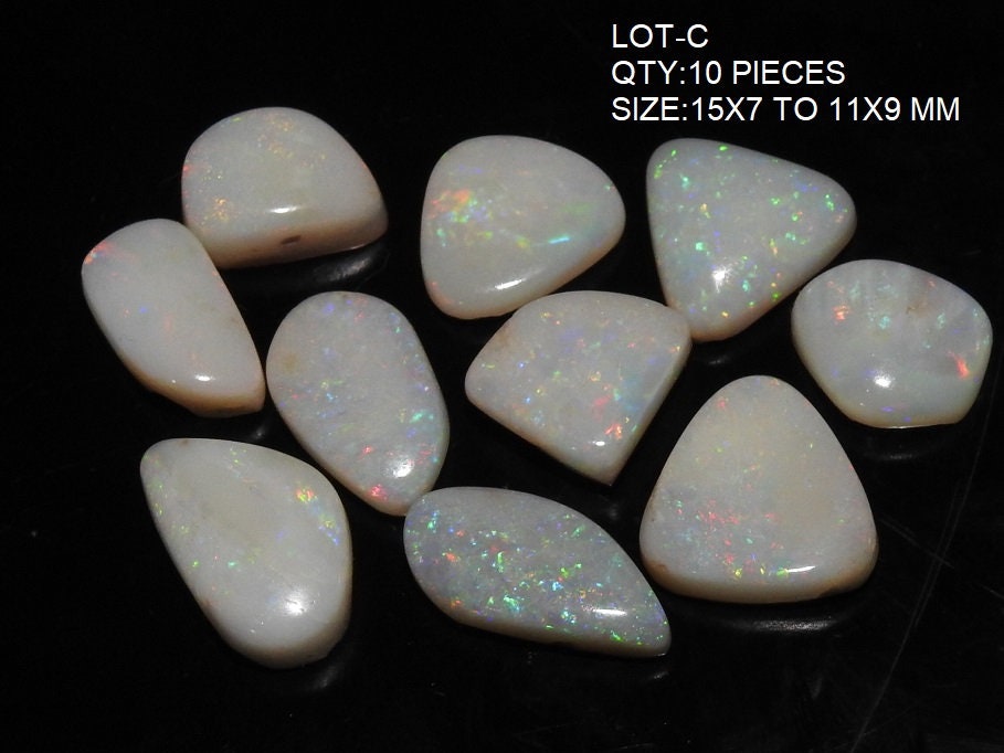 Natural Australian Opal Cabochons, Fancy Shape Multi Fire Flashy Gemstone, Polished Loose Wholesale Stone Lot, DIY Jewelry Supply