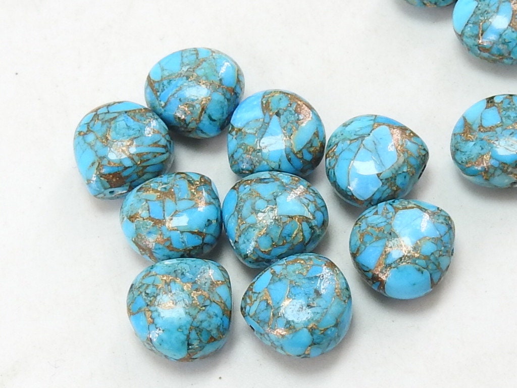 Blue Copper Turquoise Earring Pair Smooth Heart Teardrop Shape Loose Gemstone Beads Wholesaler Supplies For Handmade Jewelry PME-CY3