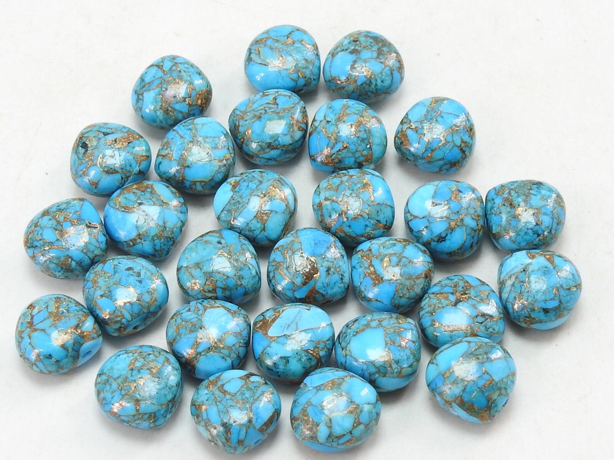 Blue Copper Turquoise Earring Pair Smooth Heart Teardrop Shape Loose Gemstone Beads Wholesaler Supplies For Handmade Jewelry PME-CY3