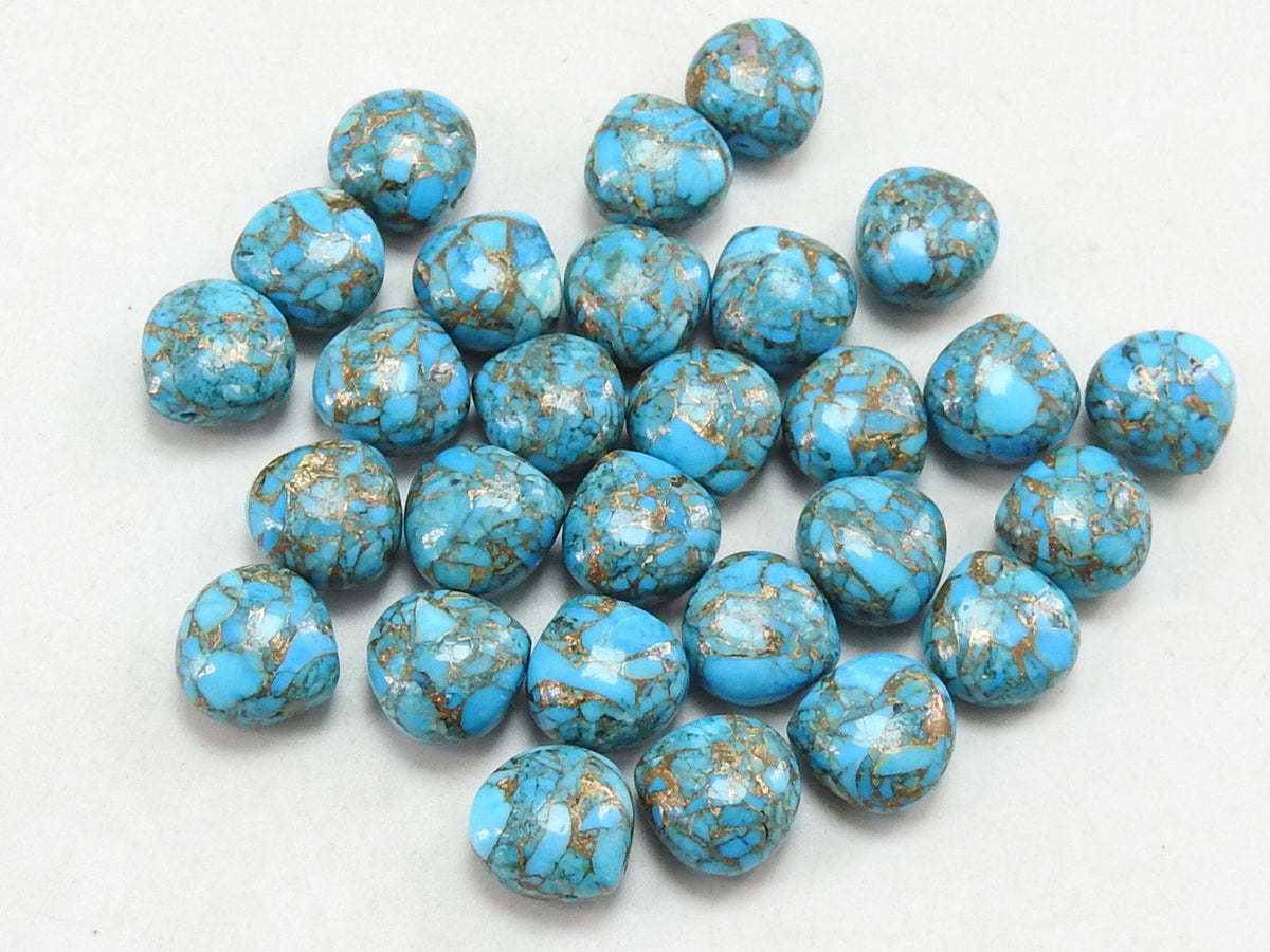 Blue Copper Turquoise Earring Pair Smooth Heart Teardrop Shape Loose Gemstone Beads Wholesaler Supplies For Handmade Jewelry PME-CY3