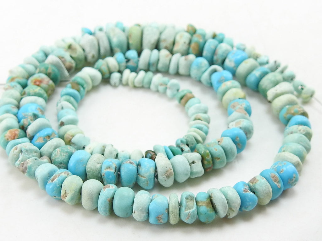 Arizona Turquoise Smooth Matte Polished Roundel Bead 16Inch 3-7MM Approx Natural Stone WB-2
