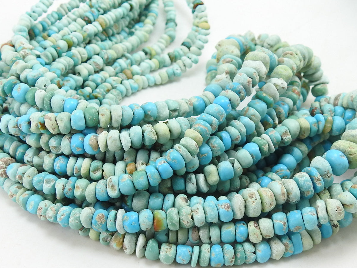 Arizona Turquoise Smooth Matte Polished Roundel Bead 16Inch 3-7MM Approx Natural Stone WB-2