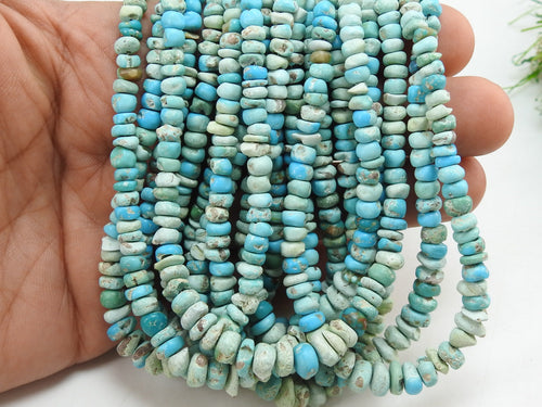 Arizona Turquoise Smooth Matte Polished Roundel Bead 16Inch 3-7MM Approx Natural Stone WB-2