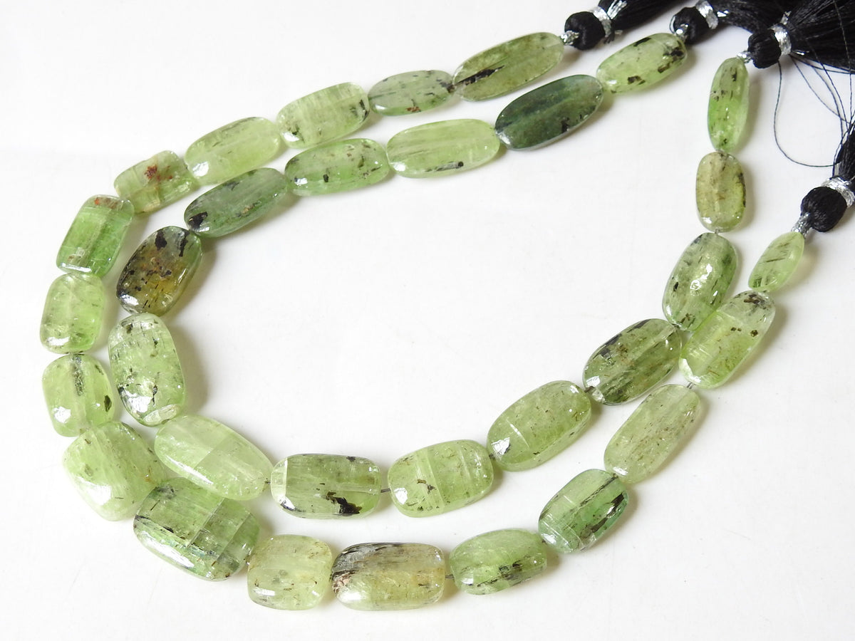 Natural Green Kyanite Smooth Flat Tumble Strand, 9x7mm to 14x10mm Handmade Loose Stone Beads for Jewelry Making, 10 Inches Wholesale TU1