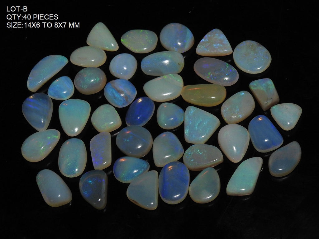 Natural Australian Opal Cabochons, Fancy Shape Multi Fire Flashy Gemstone, Polished Loose Wholesale Stone Lot, DIY Jewelry Supply