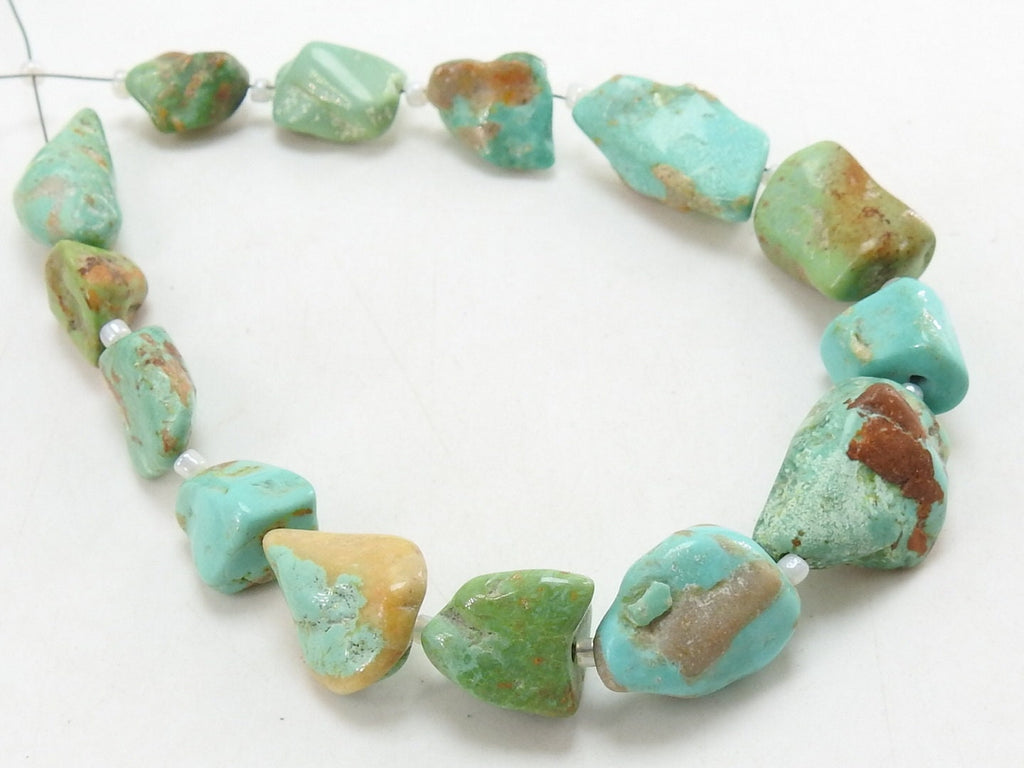 Natural Arizona Turquoise Tumble Beads 8 Inch Strand Polished Rough Raw Mineral Stone R2
