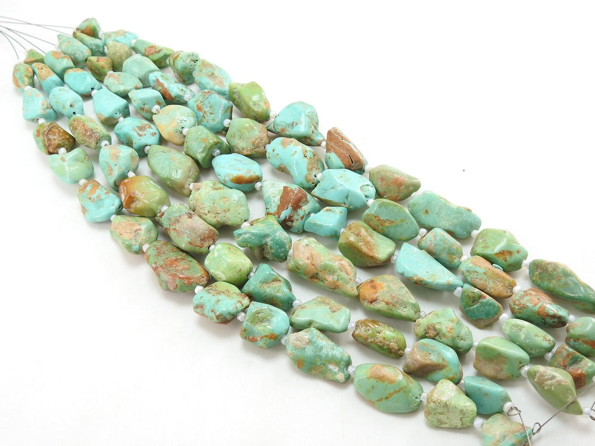 Natural Arizona Turquoise Tumble Beads 8 Inch Strand Polished Rough Raw Mineral Stone R2