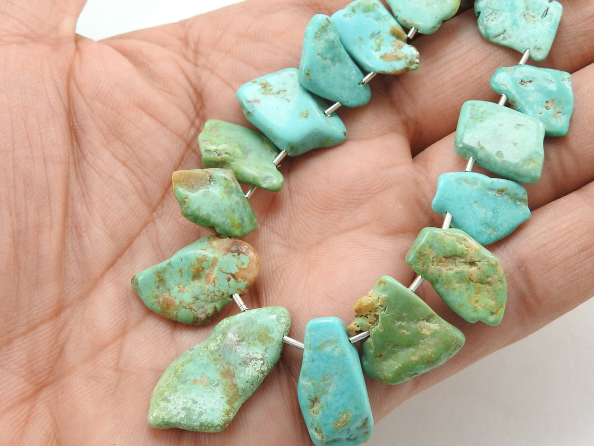 Arizona Turquoise Rough Stone Slices, 8-20mm Polished Gemstone Beads For Jewelry Design