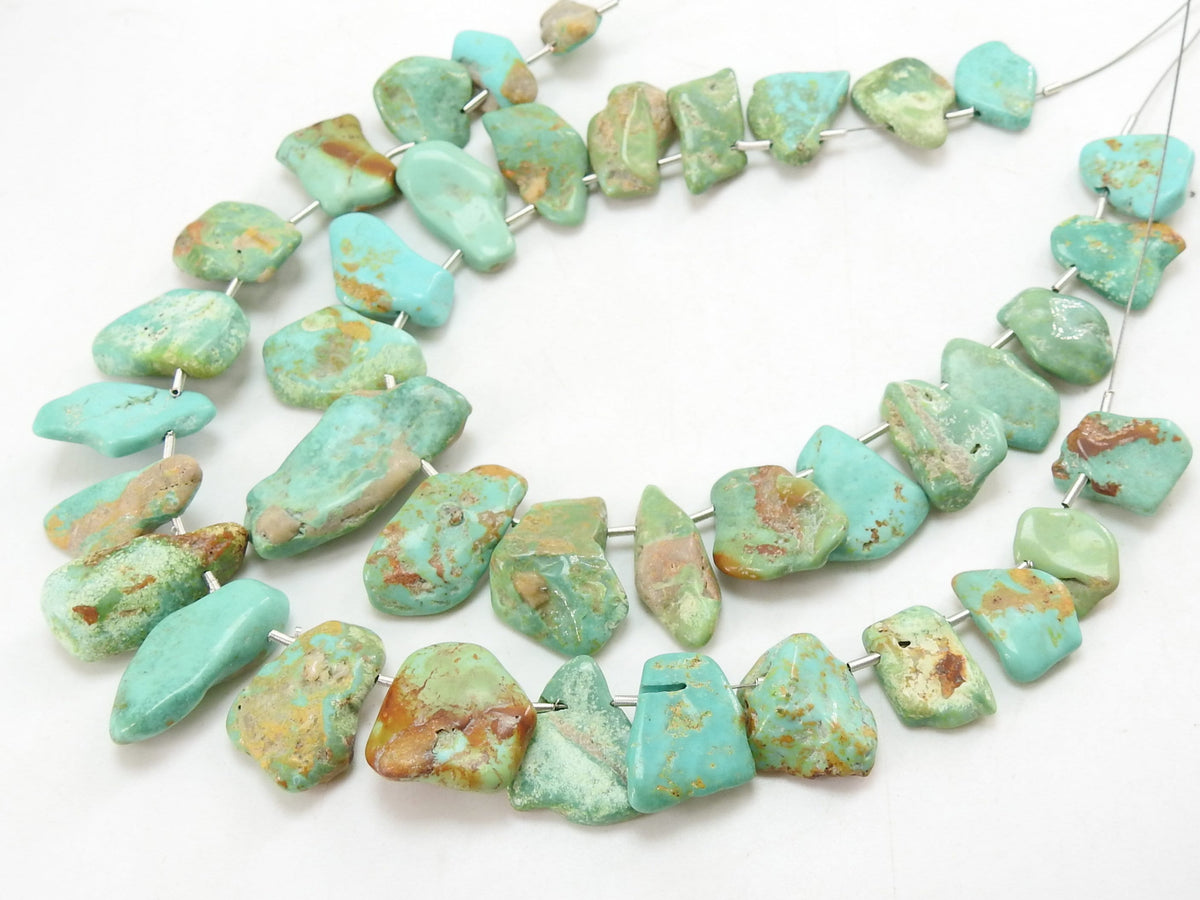Arizona Turquoise Rough Stone Slices, 8-20mm Polished Gemstone Beads For Jewelry Design