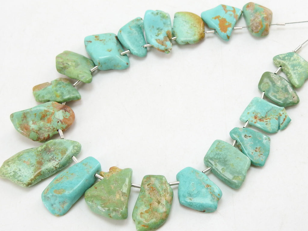 Arizona Turquoise Rough Stone Slices, 8-20mm Polished Gemstone Beads For Jewelry Design