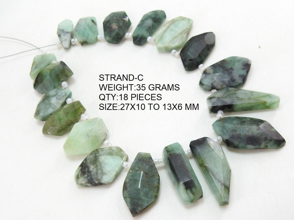 Natural Emerald Faceted Fancy Shape Tumble Nugget Beads Wholesale Green Gemstone Loose Briolette 10 Inch Strand Jewelry Making Supplies BR9