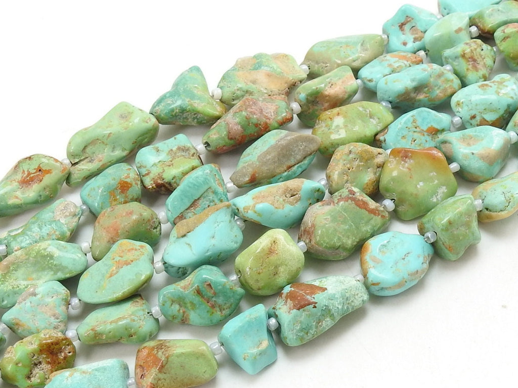 Natural Arizona Turquoise Tumble Beads 8 Inch Strand Polished Rough Raw Mineral Stone R2
