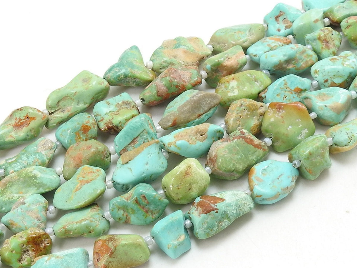 Natural Arizona Turquoise Tumble Beads 8 Inch Strand Polished Rough Raw Mineral Stone R2