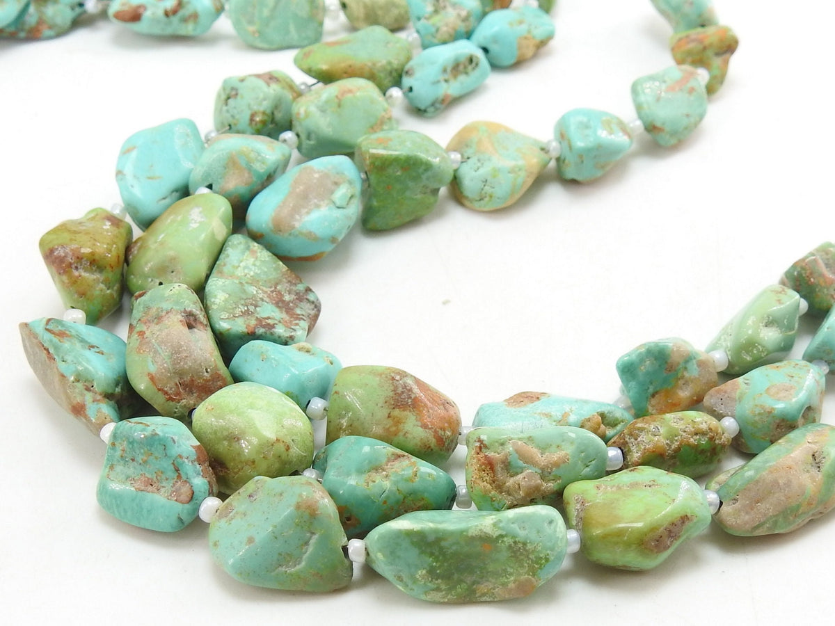 Natural Arizona Turquoise Tumble Beads 8 Inch Strand Polished Rough Raw Mineral Stone R2