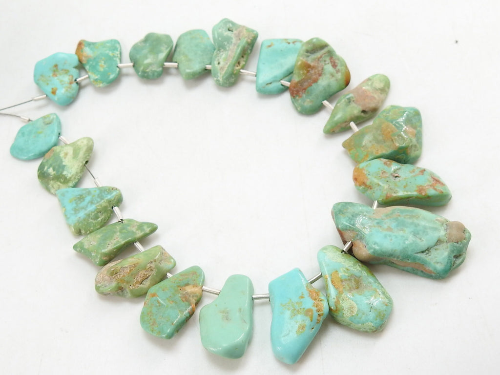 Arizona Turquoise Rough Stone Slices, 8-20mm Polished Gemstone Beads For Jewelry Design