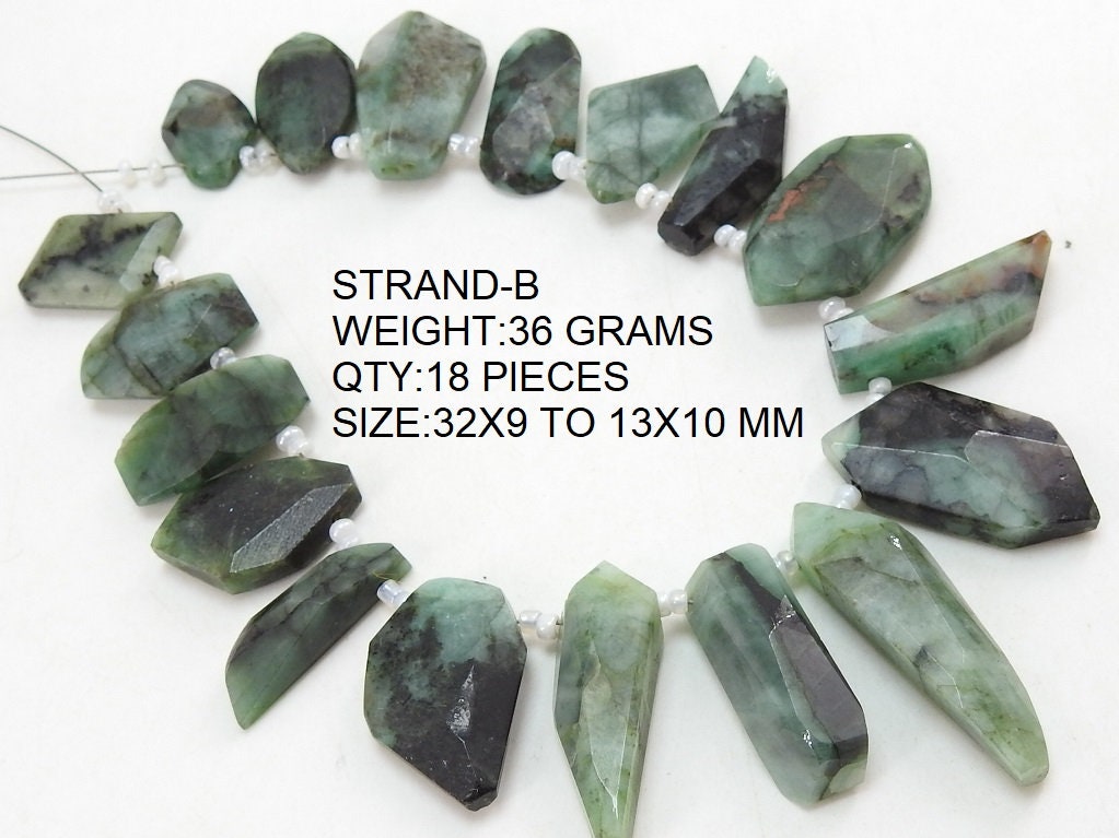 Natural Emerald Faceted Fancy Shape Tumble Nugget Beads Wholesale Green Gemstone Loose Briolette 10 Inch Strand Jewelry Making Supplies BR9