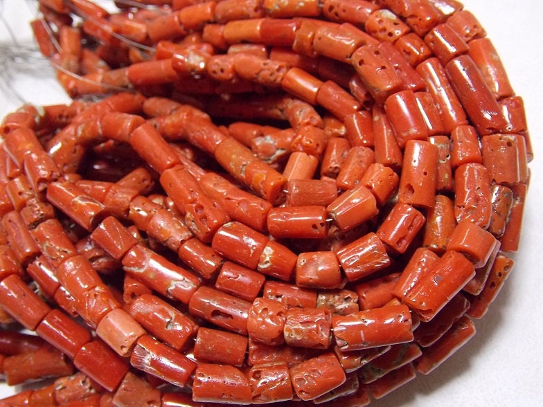 Natural Red Coral Smooth Tube Beads 5x6mm Cylinder Gemstone 8Inch Strand Genuine Stone Wholesale Jewelry Making Supplies New Arrival