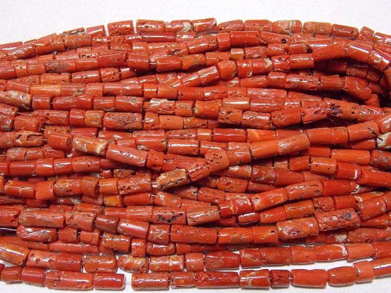 Natural Red Coral Smooth Tube Beads 5x6mm Cylinder Gemstone 8Inch Strand Genuine Stone Wholesale Jewelry Making Supplies New Arrival