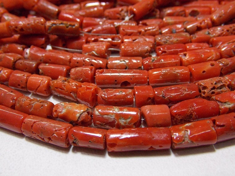 Natural Red Coral Smooth Tube Beads 5x6mm Cylinder Gemstone 8Inch Strand Genuine Stone Wholesale Jewelry Making Supplies New Arrival