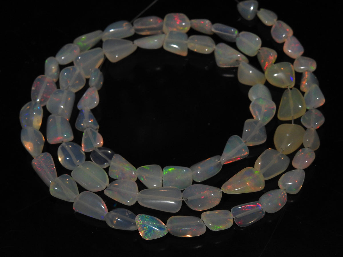 Ethiopian Opal Multi Fire Smooth Tumble Bead-16Inch 5X4To10X7MM Approx-Wholesaler Supplies-Natural Stone MS-EO2