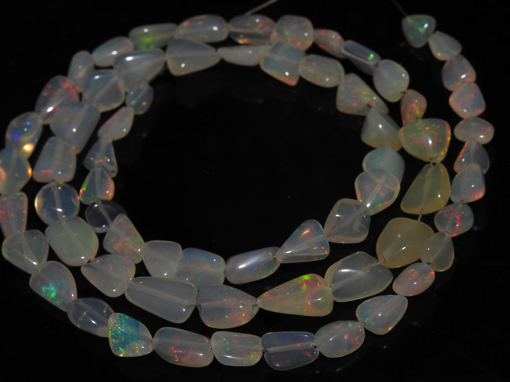 Ethiopian Opal Multi Fire Smooth Tumble Bead-16Inch 5X4To10X7MM Approx-Wholesaler Supplies-Natural Stone MS-EO2