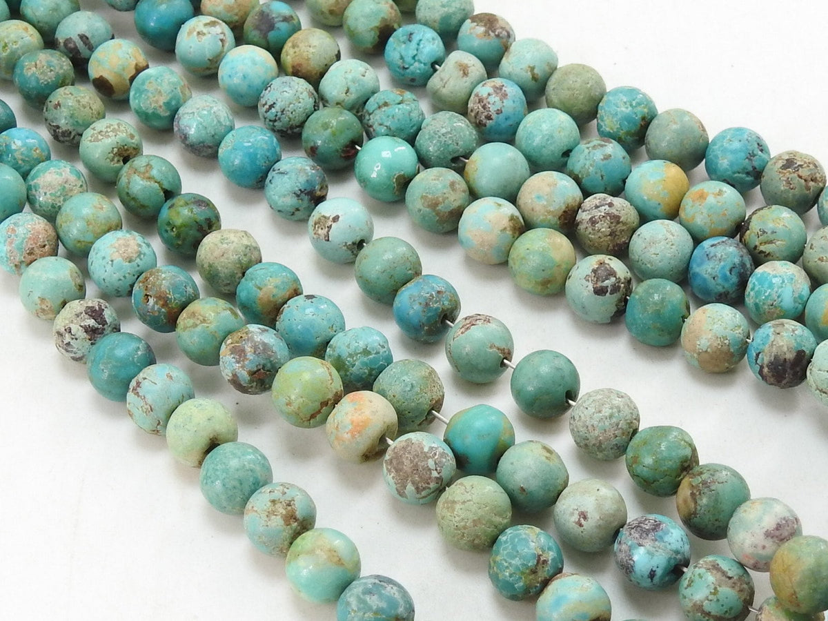 Arizona Turquoise Round Beads, Smooth Matte Polished 16 Inch Strand Sphere Ball, Wholesale Natural Blue Stone Beads for Jewelry Crafting