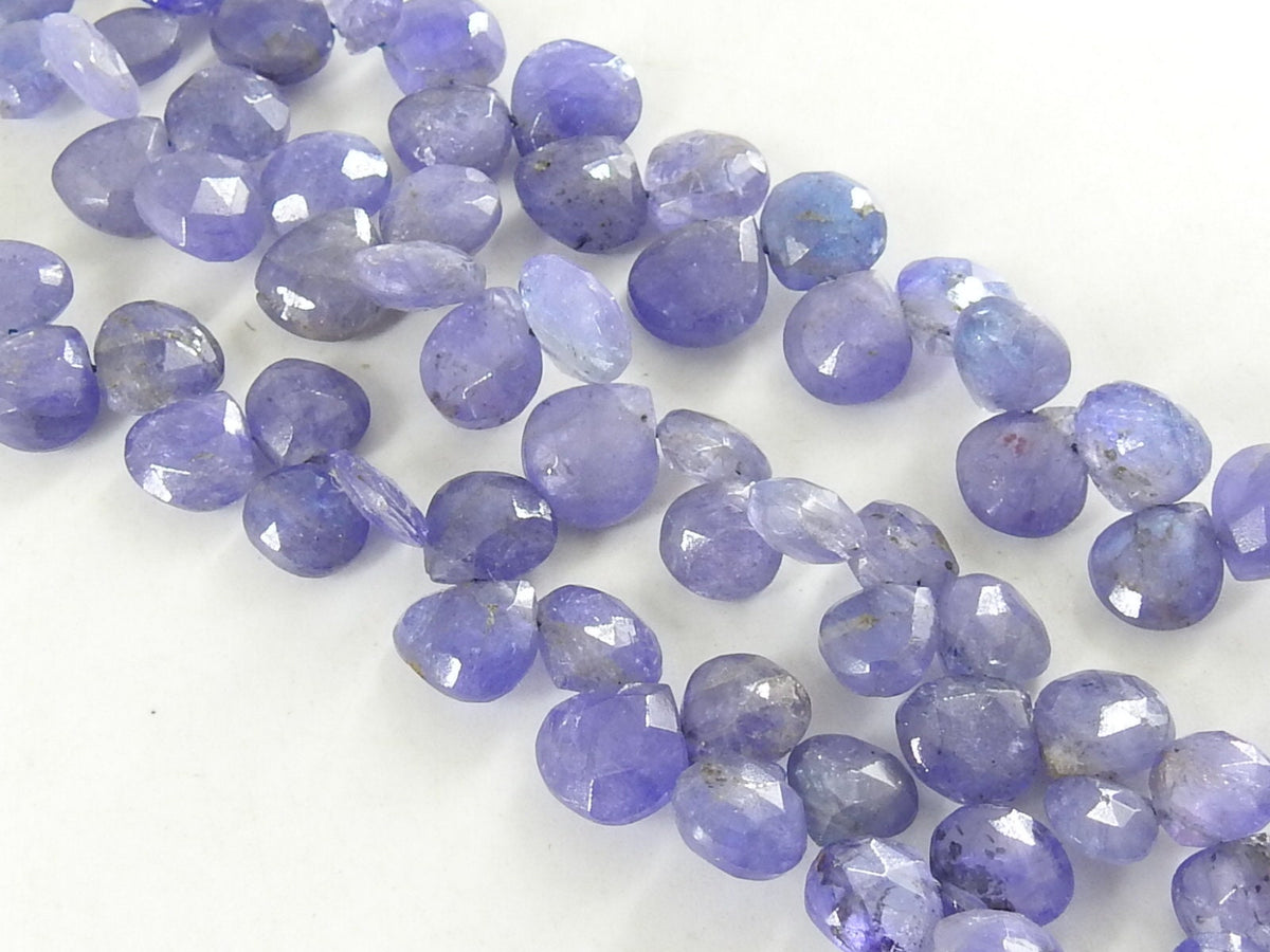 Natural Tanzanite Faceted Heart Shape Teardrop Beads, 7x7 To 4x4mm Graduated Loose Gemstone, 7 Inches Strand For Making Jewelry PME-BR8