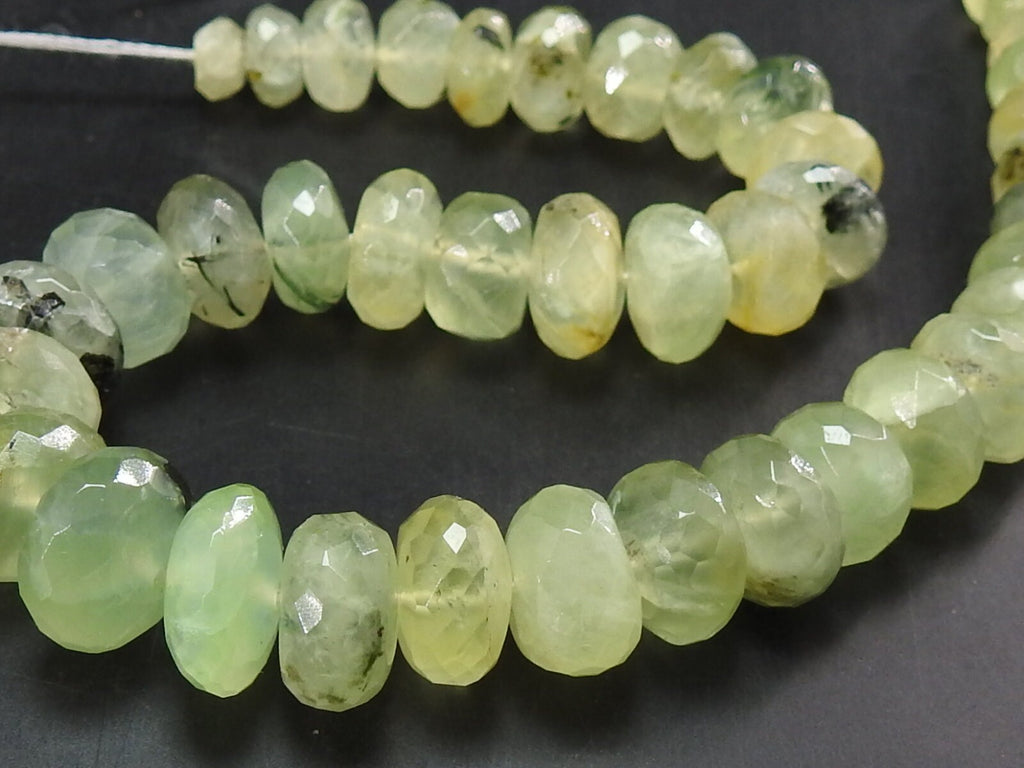 Prehnite Multi Shaded Faceted Roundel Beads 7-12mm, Natural Stone 9 Inch Strand Loose Rondelle Gemstone Wholesale Jewelry Supplies PME-B8
