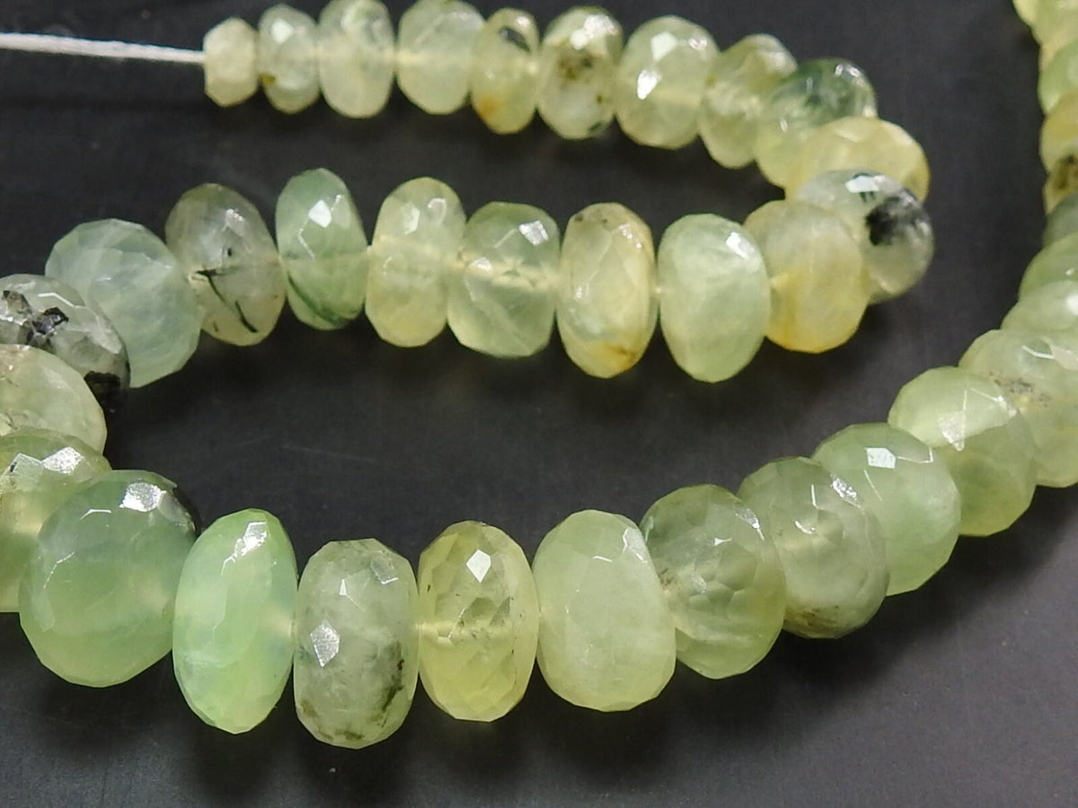 Prehnite Multi Shaded Faceted Roundel Beads 7-12mm, Natural Stone 9 Inch Strand Loose Rondelle Gemstone Wholesale Jewelry Supplies PME-B8