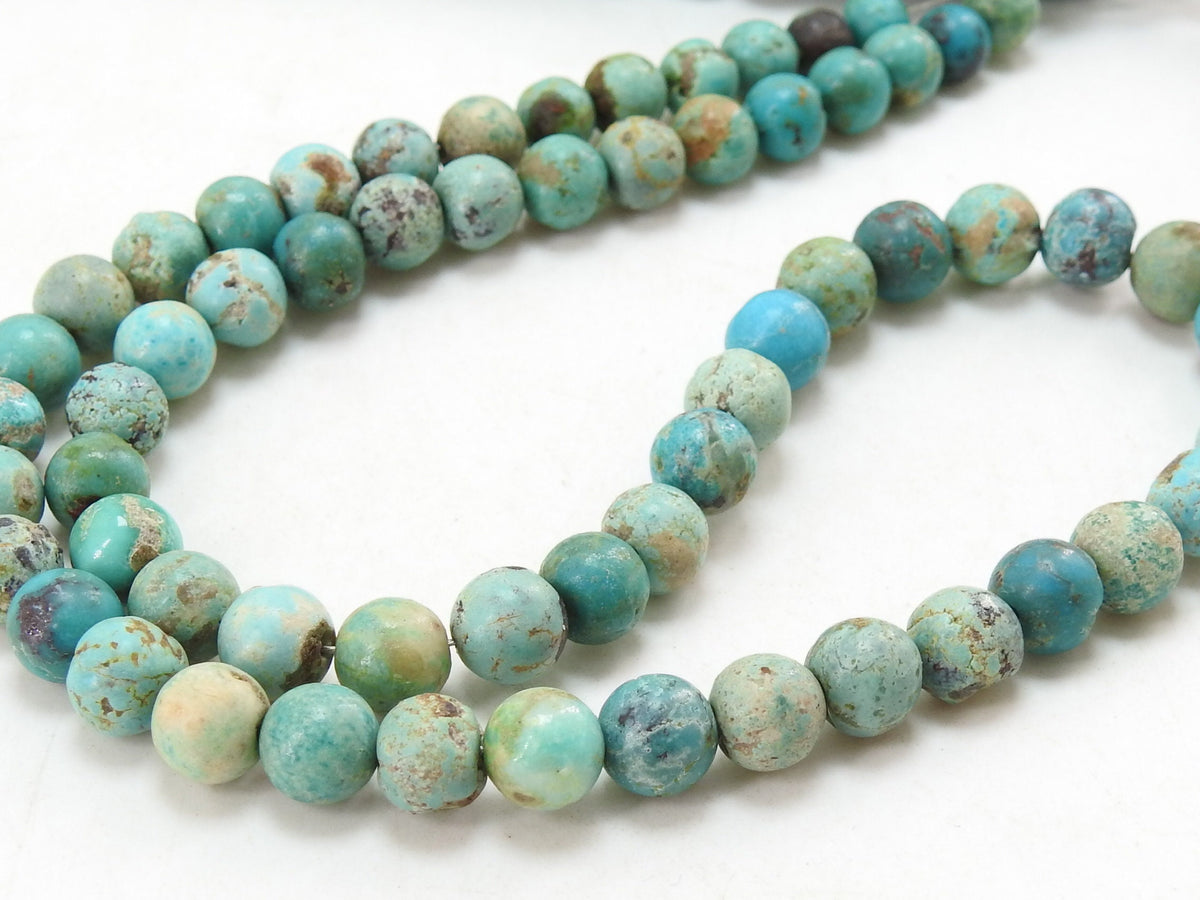 Arizona Turquoise Round Beads, Smooth Matte Polished 16 Inch Strand Sphere Ball, Wholesale Natural Blue Stone Beads for Jewelry Crafting