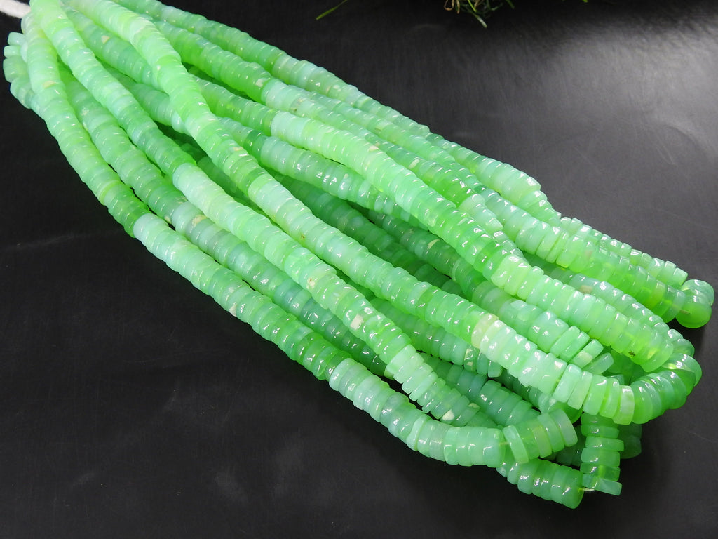 Green Opal Smooth Beads, Tire Coin Button Wheel Shape, 16 Inches Strand, Polished Loose Natural Stone for Jewelry Making, DIY Crafts MS-T2