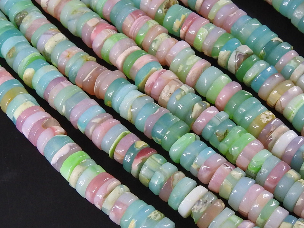 Peruvian Opal Bead-Smooth Polished-Tire Coin Button Wheel-16Inches Strand 8MM Approx-Wholesaler Supplies-New Arrival MS-T2