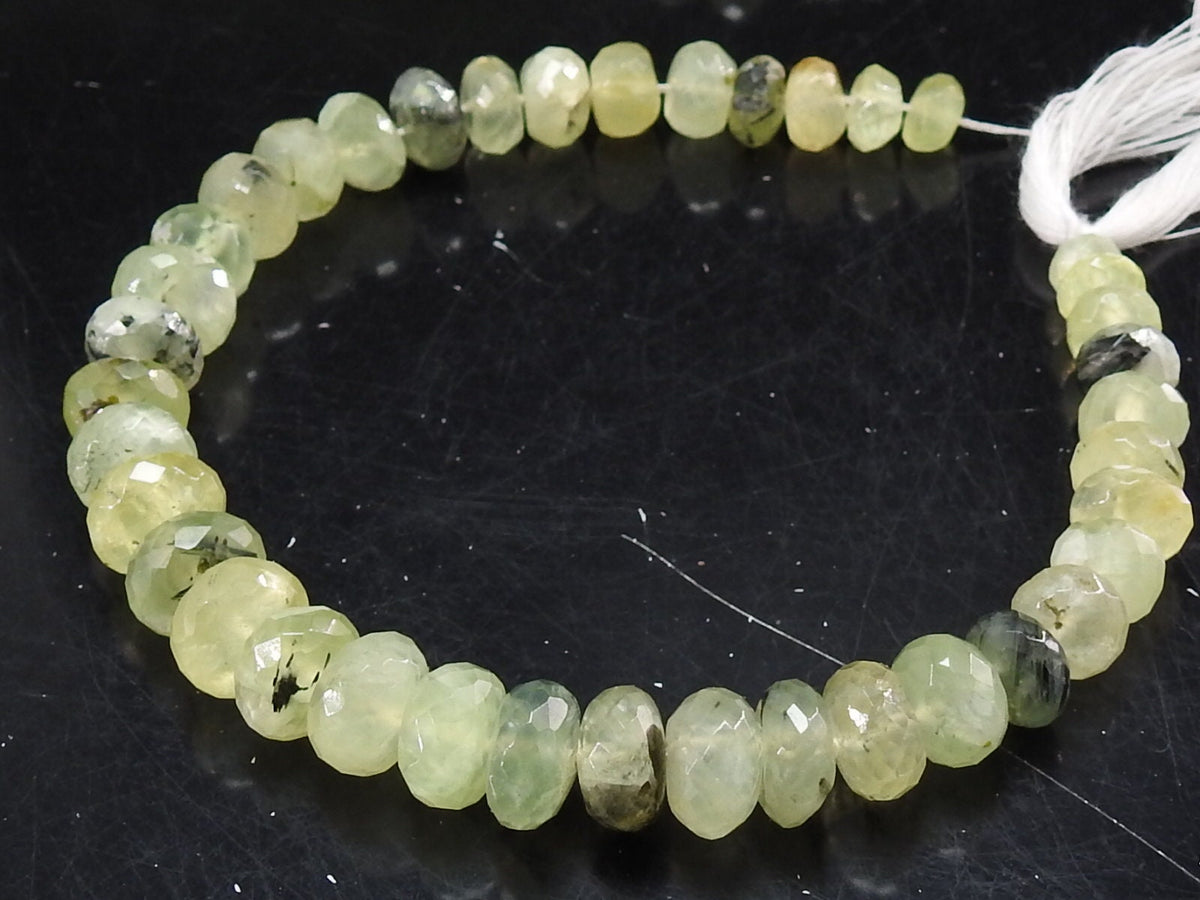 Prehnite Multi Shaded Faceted Roundel Beads 7-12mm, Natural Stone 9 Inch Strand Loose Rondelle Gemstone Wholesale Jewelry Supplies PME-B8