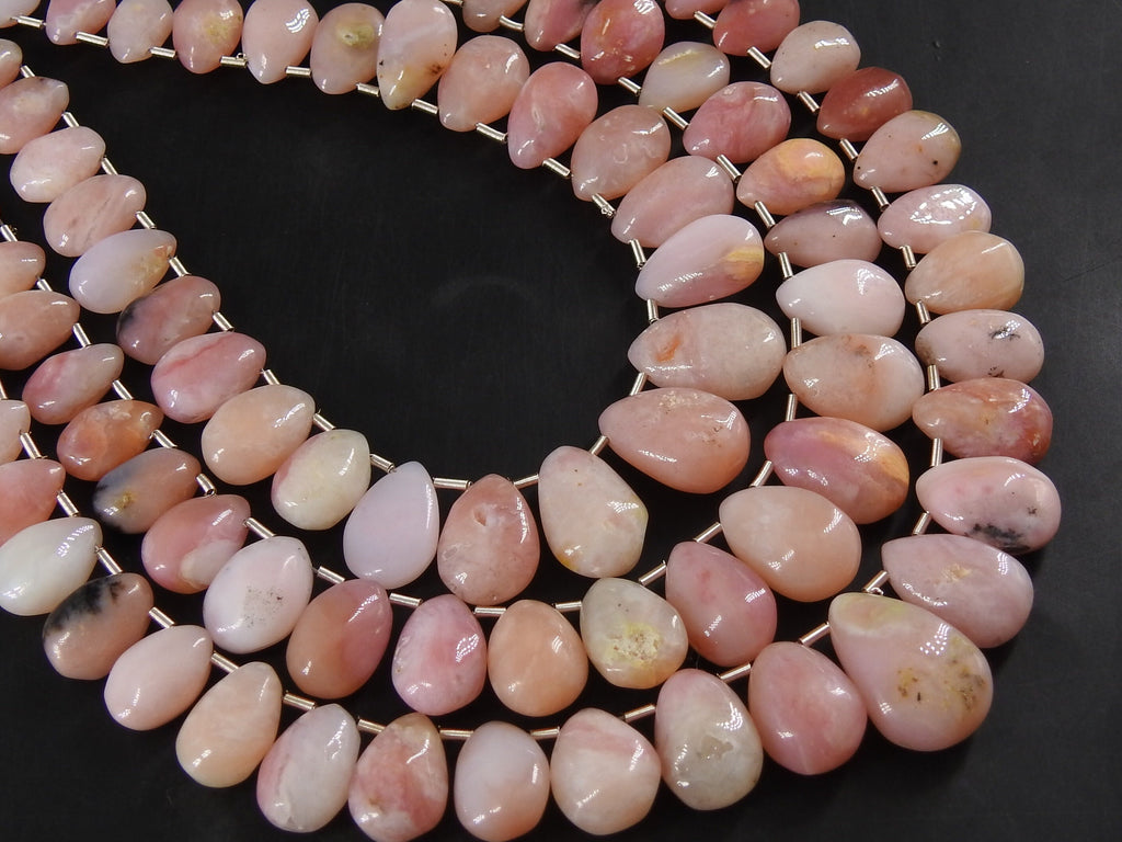 Pink Peruvian Opal Smooth Teardrop Beads, 8Inches Strand, Handmade Loose Stone, Natural Gemstone Wholesale Supplies, 10x6mm to 14x9mm MS-BR7