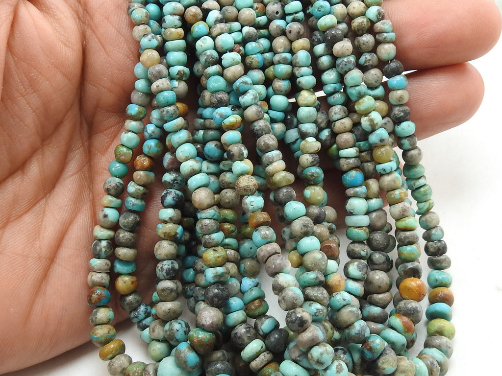 Arizona Turquoise Smooth Roundel Bead 16Inch 3-7mm Approx Natural Stone Genuine Gemstone Rondelle Wholesale Strand Jewelry Making Supplies