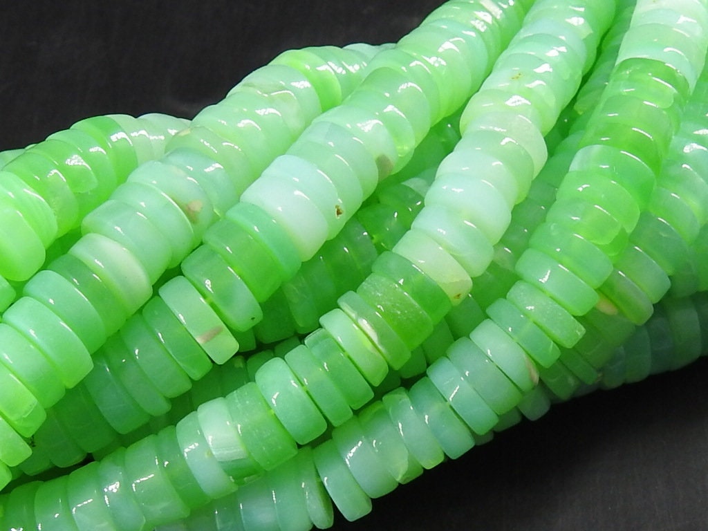 Green Opal Smooth Beads, Tire Coin Button Wheel Shape, 16 Inches Strand, Polished Loose Natural Stone for Jewelry Making, DIY Crafts MS-T2