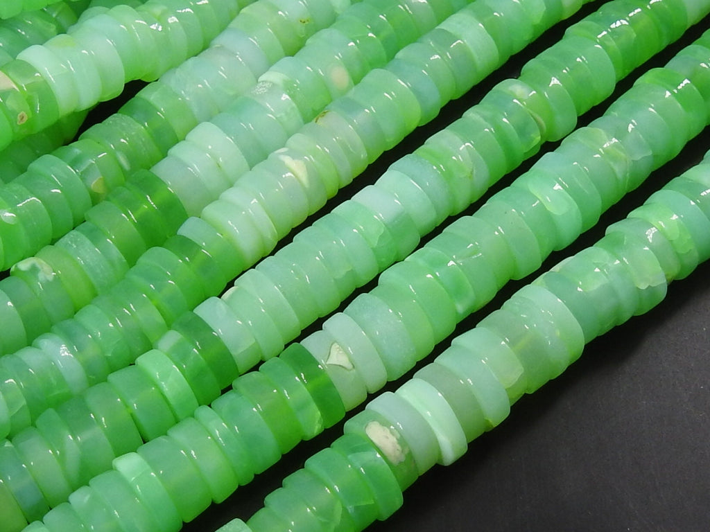 Green Opal Smooth Beads, Tire Coin Button Wheel Shape, 16 Inches Strand, Polished Loose Natural Stone for Jewelry Making, DIY Crafts MS-T2