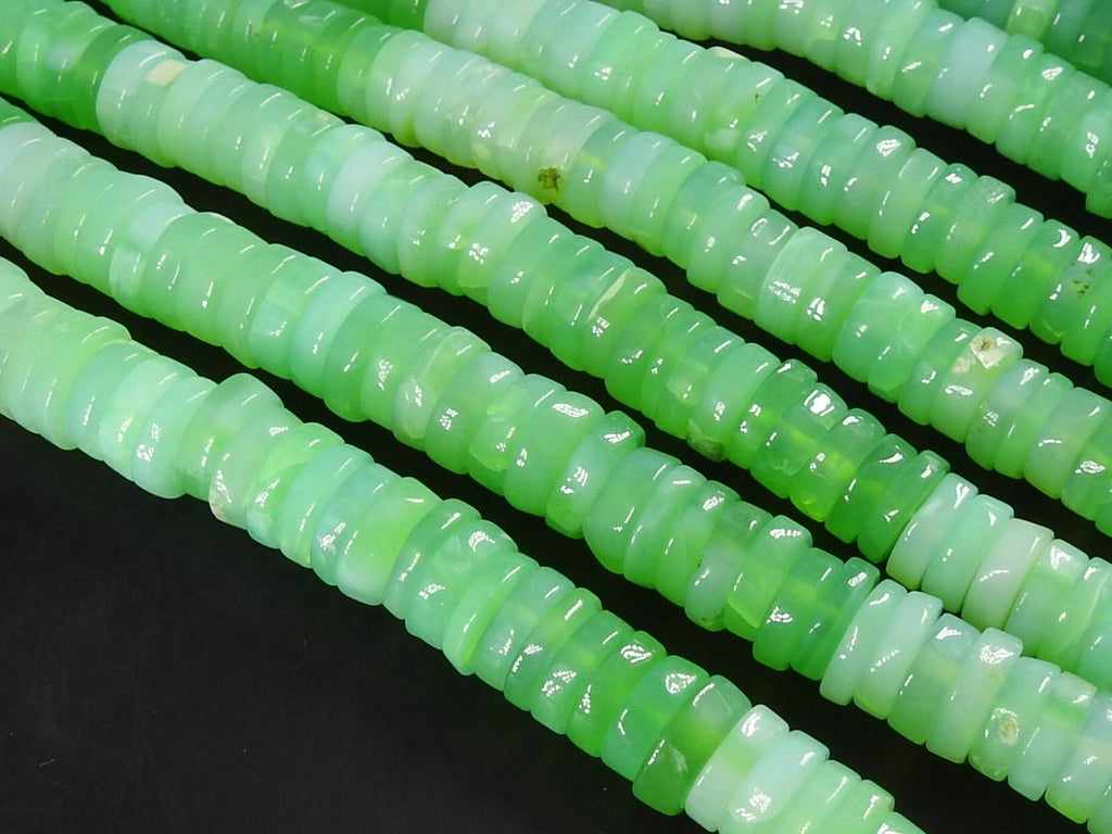 Green Opal Smooth Beads, Tire Coin Button Wheel Shape, 16 Inches Strand, Polished Loose Natural Stone for Jewelry Making, DIY Crafts MS-T2