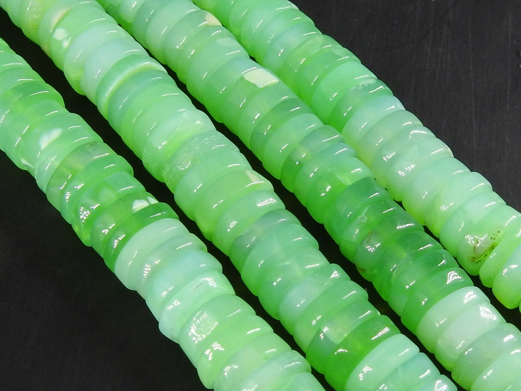 Green Opal Smooth Beads, Tire Coin Button Wheel Shape, 16 Inches Strand, Polished Loose Natural Stone for Jewelry Making, DIY Crafts MS-T2