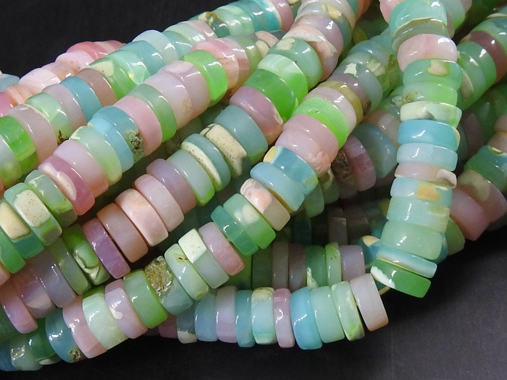 Peruvian Opal Bead-Smooth Polished-Tire Coin Button Wheel-16Inches Strand 8MM Approx-Wholesaler Supplies-New Arrival MS-T2