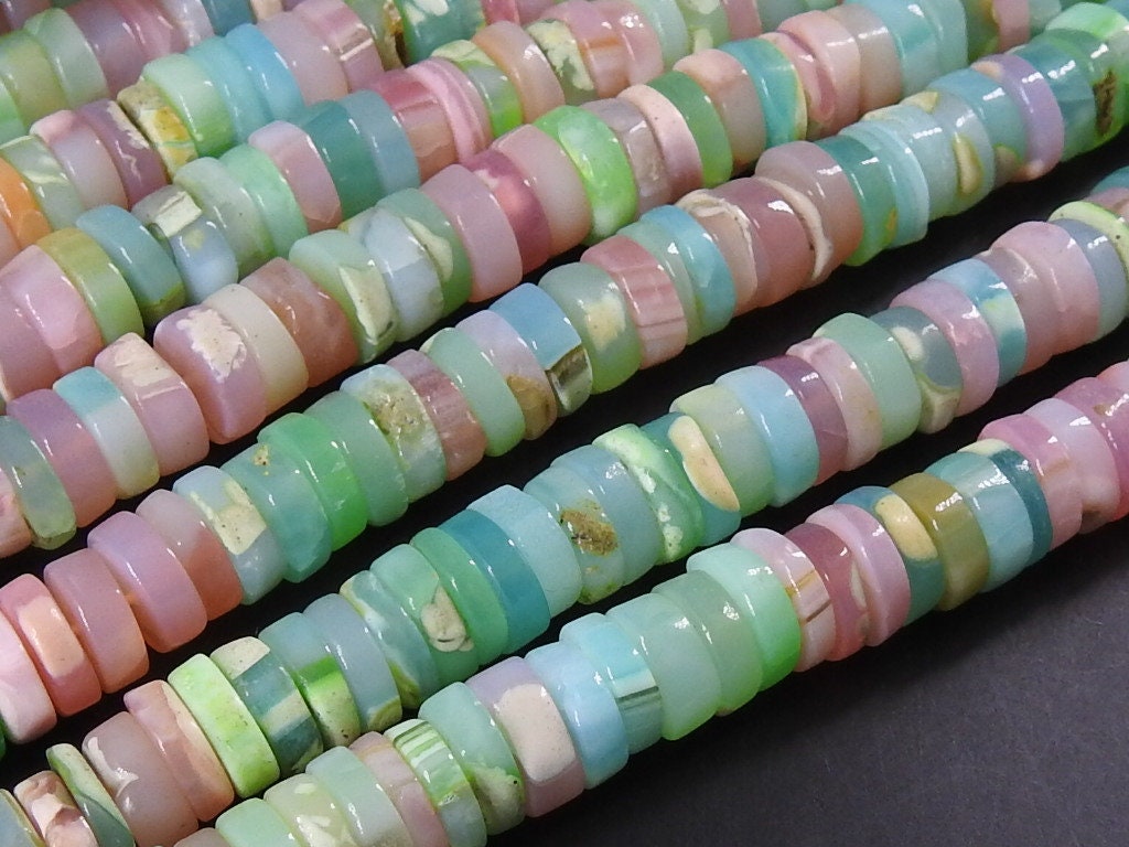Peruvian Opal Bead-Smooth Polished-Tire Coin Button Wheel-16Inches Strand 8MM Approx-Wholesaler Supplies-New Arrival MS-T2